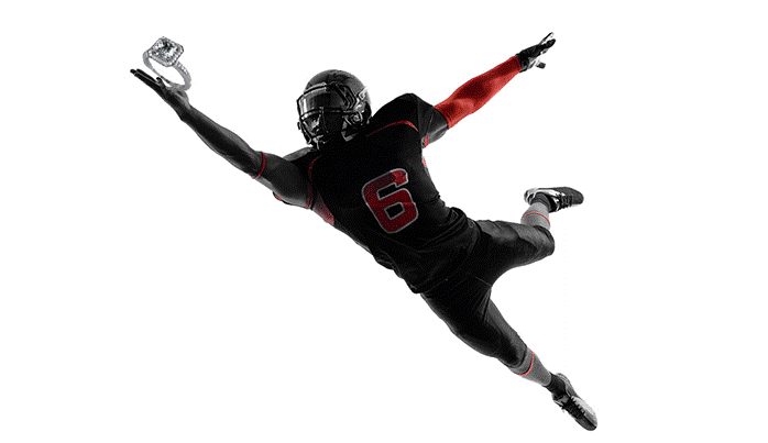 a football player is jumping in the air
