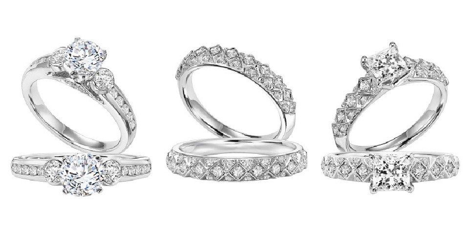 three different types of rings with diamonds on them