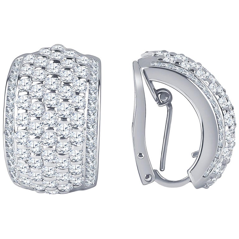 Platinum Diamond Huggie Earrings - Shaftel Diamonds