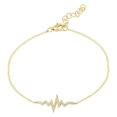 a gold bracelet with a heartbeat and diamonds