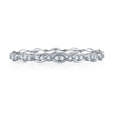 a white gold band with diamonds
