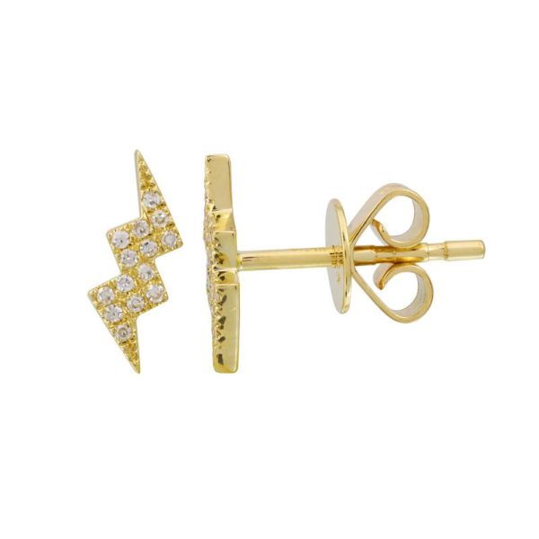 a pair of yellow gold earrings with diamonds