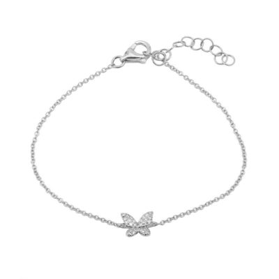 a silver bracelet with a butterfly on it