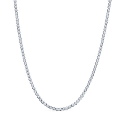 a white gold necklace with diamonds