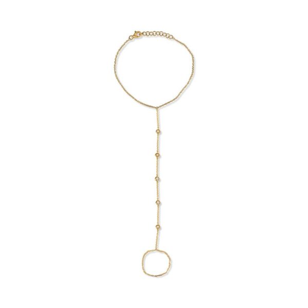 a gold necklace with a circle and chain
