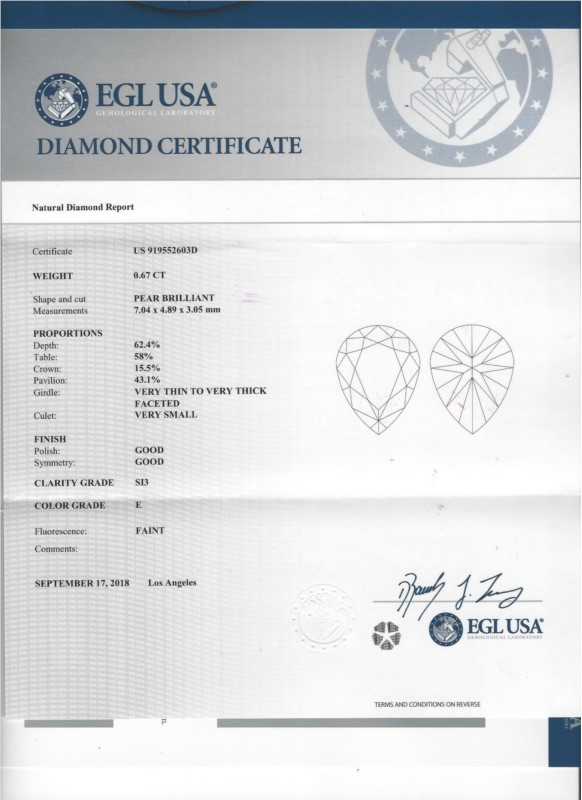 a diamond certificate is shown in this image