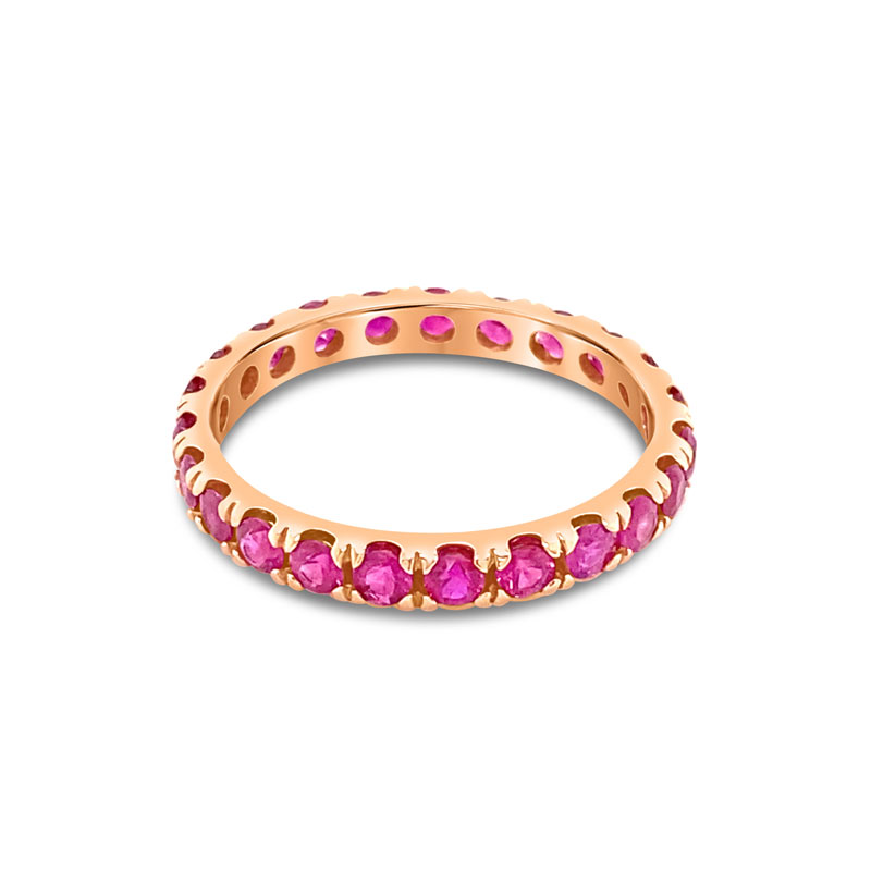 Pink Sapphire Rose Gold Eternity Band - Shaftel Diamonds
