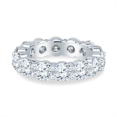 a white gold ring with round cut diamonds