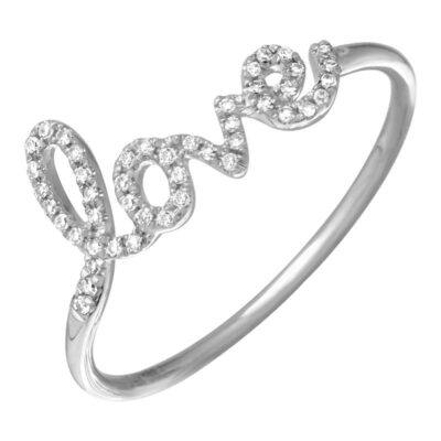 a white gold and diamond love ring