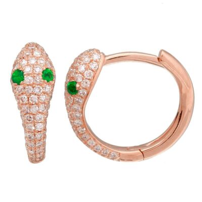 a pair of green and white diamond earrings