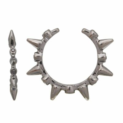 a pair of spikes and screws on a white background