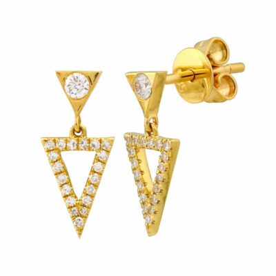 pair of gold earrings with diamonds