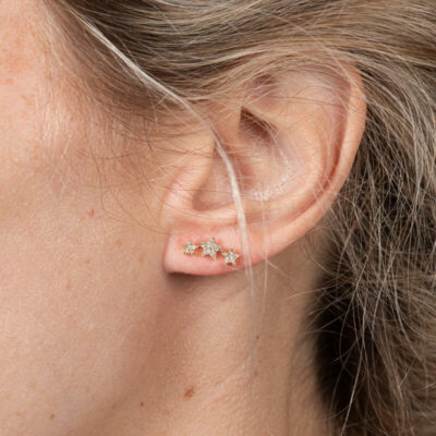 a close up of a person with a ear piercing