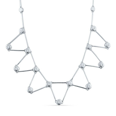 a necklace with white diamonds on it