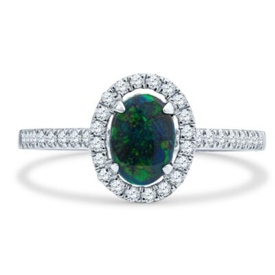 a black opal and diamond ring