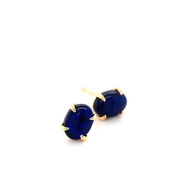 pair of blue stone earrings on white background