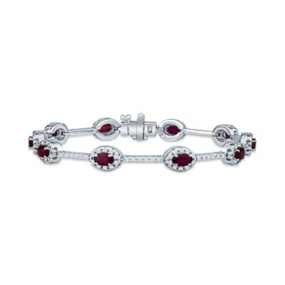 a bracelet with red stones and white diamonds