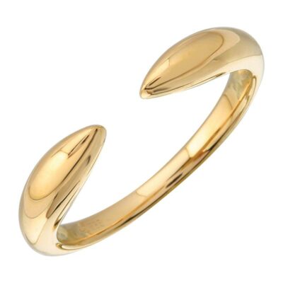 a gold ring with two oval shapes on it