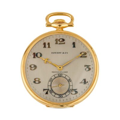 an antique pocket watch with gold case