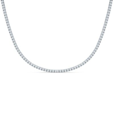a diamond tennis necklace on a white background