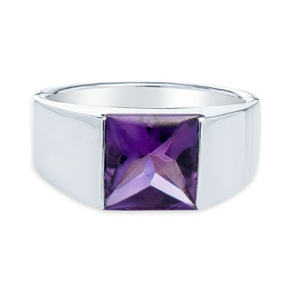 an amethorate ring with a purple stone in the center