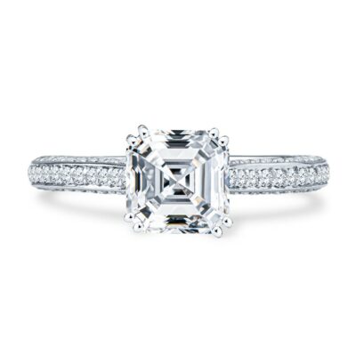 an engagement ring with a princess cut diamond
