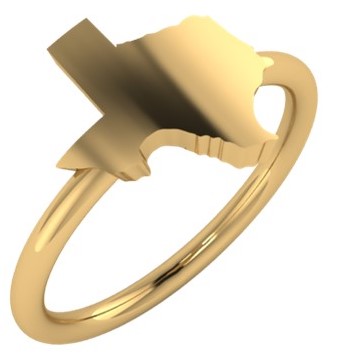 a gold ring with an arrow on it
