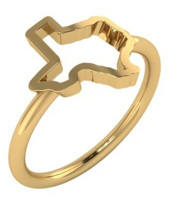 a gold ring with an arrow on it