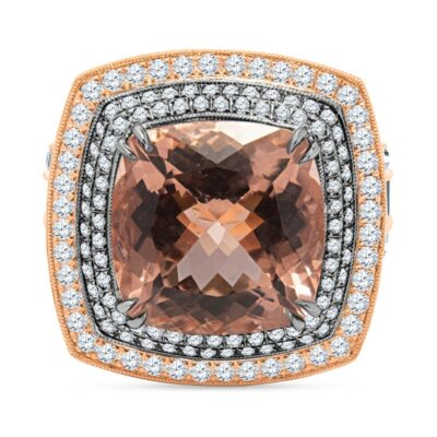 an orange and white diamond ring