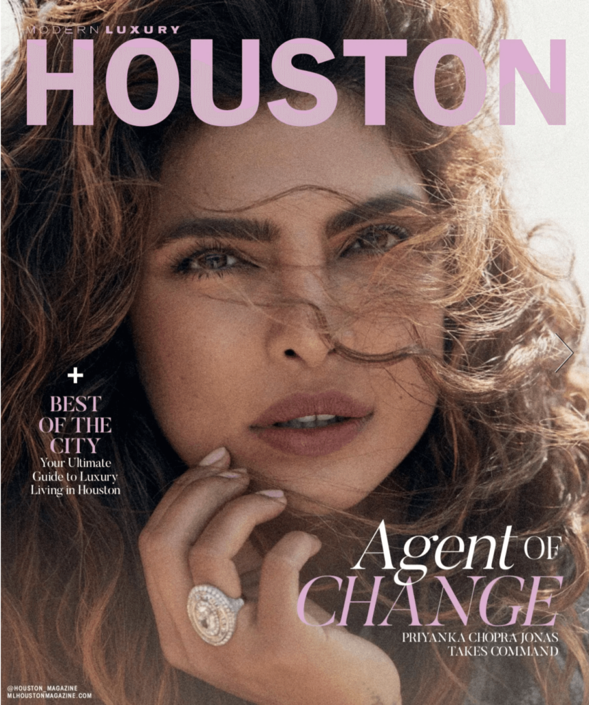 the cover of houston magazine featuring a woman with long hair