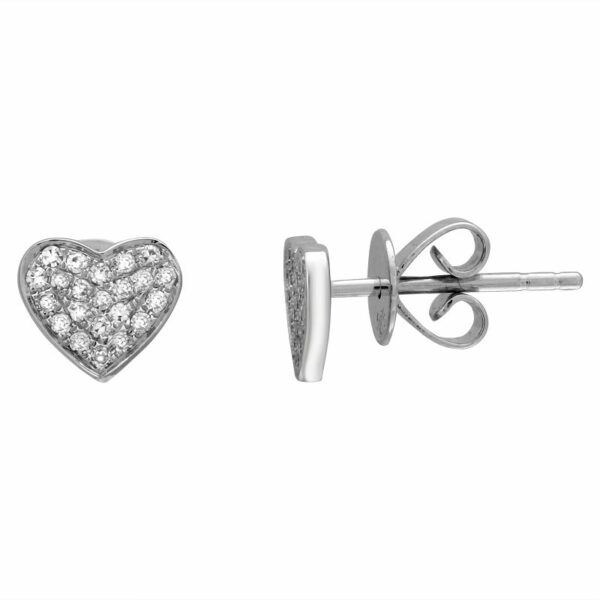 a pair of earrings with diamonds in the shape of a heart