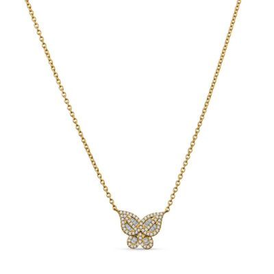 a necklace with a butterfly on it