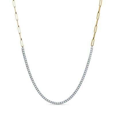 a gold and silver chain with diamonds on it