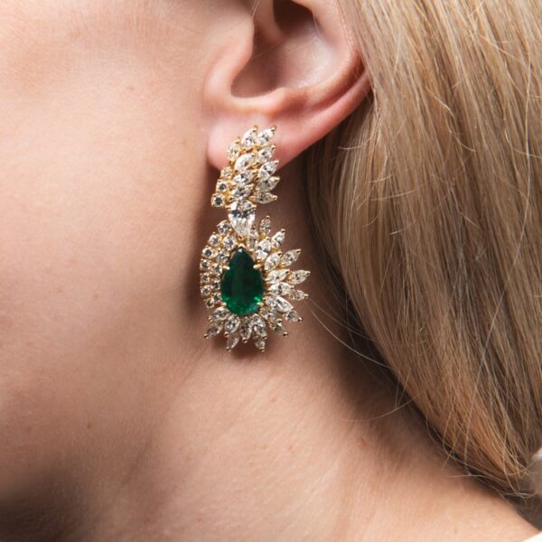 a close up of a person wearing earrings