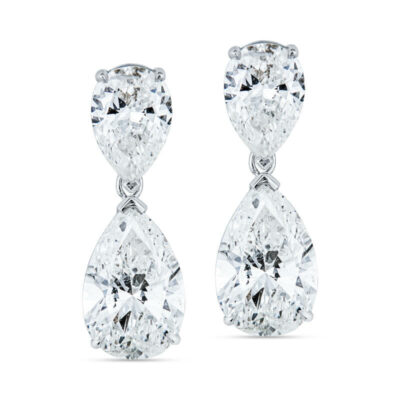 pair of pear shaped diamond earrings