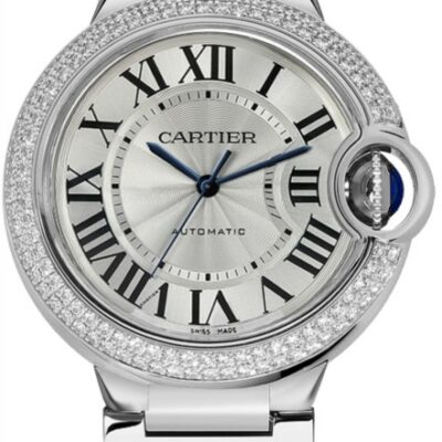 a women's watch with roman numerals and diamonds