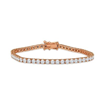 a rose gold bracelet with white diamonds