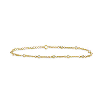 a gold chain bracelet with pearls
