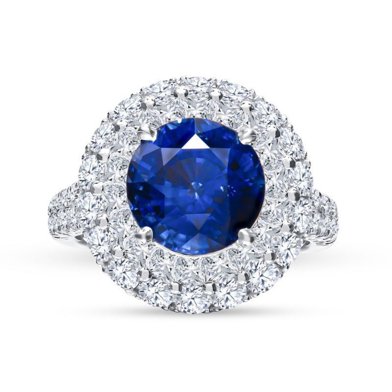 Platinum Royal Blue Sapphire & Diamond Ring – Lustre