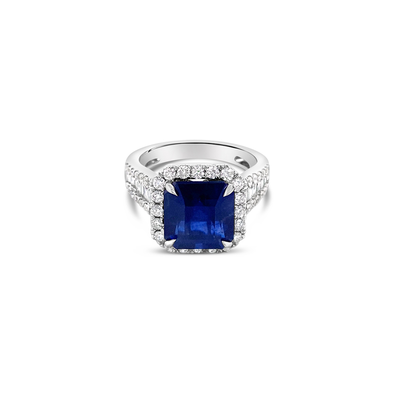 Royal blue sapphire engagement ring, unique leaf ring with diamonds /  Wisteria | Eden Garden Jewelry™
