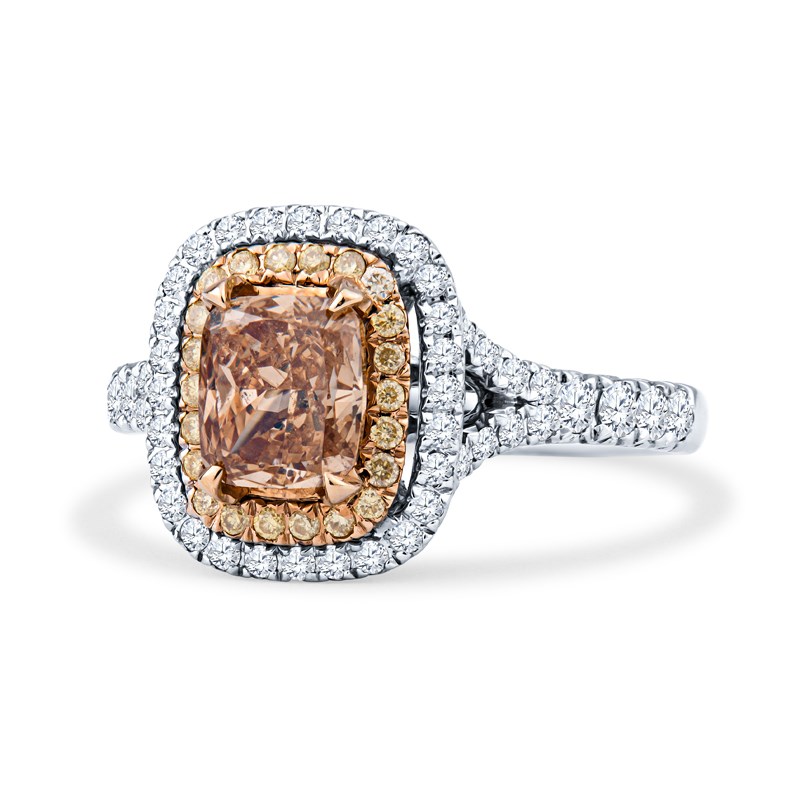 Fancy Light Brown Diamond Engagement Ring Platinum & 18K Rose Gold