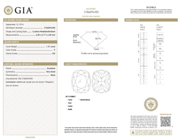 the gia certified diamond is shown in this document