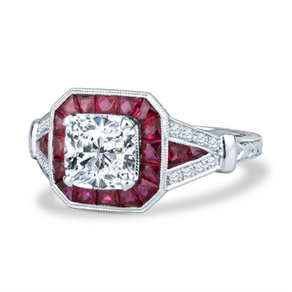 a diamond and ruby engagement ring