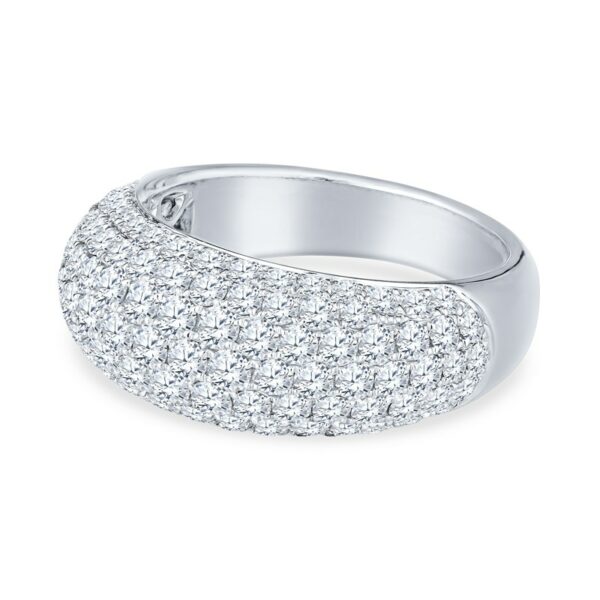 a white gold ring with pave diamonds