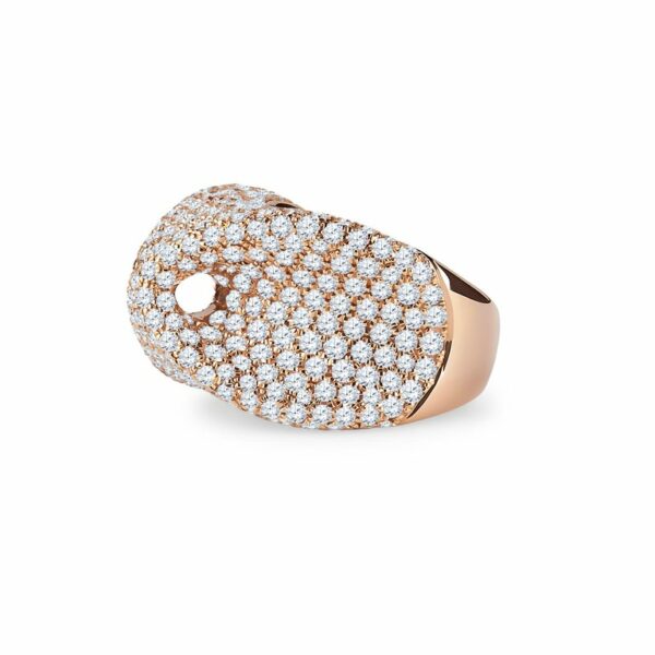 an 18k rose gold ring set with diamonds