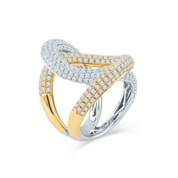 two tone gold and silver ring with diamonds