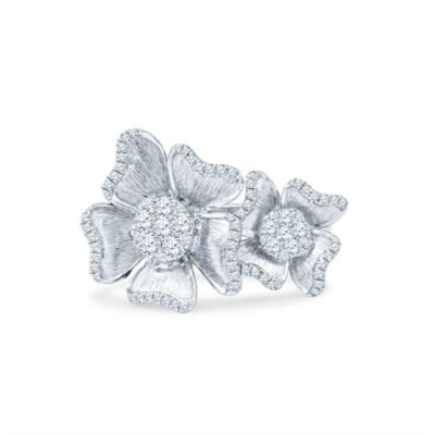 a white gold and diamond flower ring