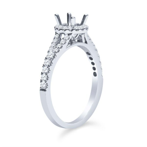 a white gold engagement ring with diamonds on it