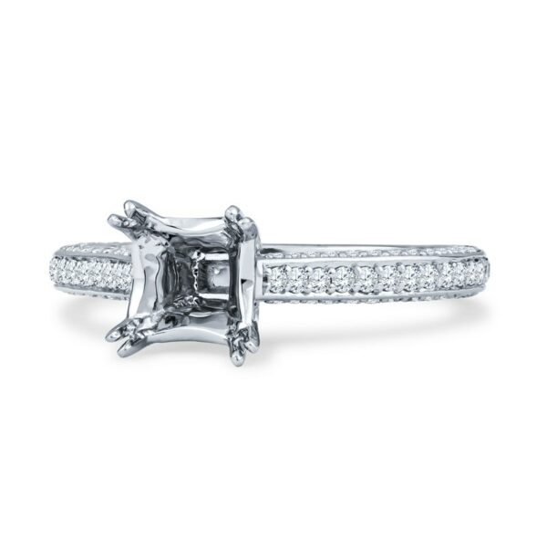 a white gold engagement ring set with diamonds