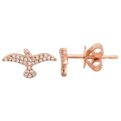a pair of diamond earrings in rose gold